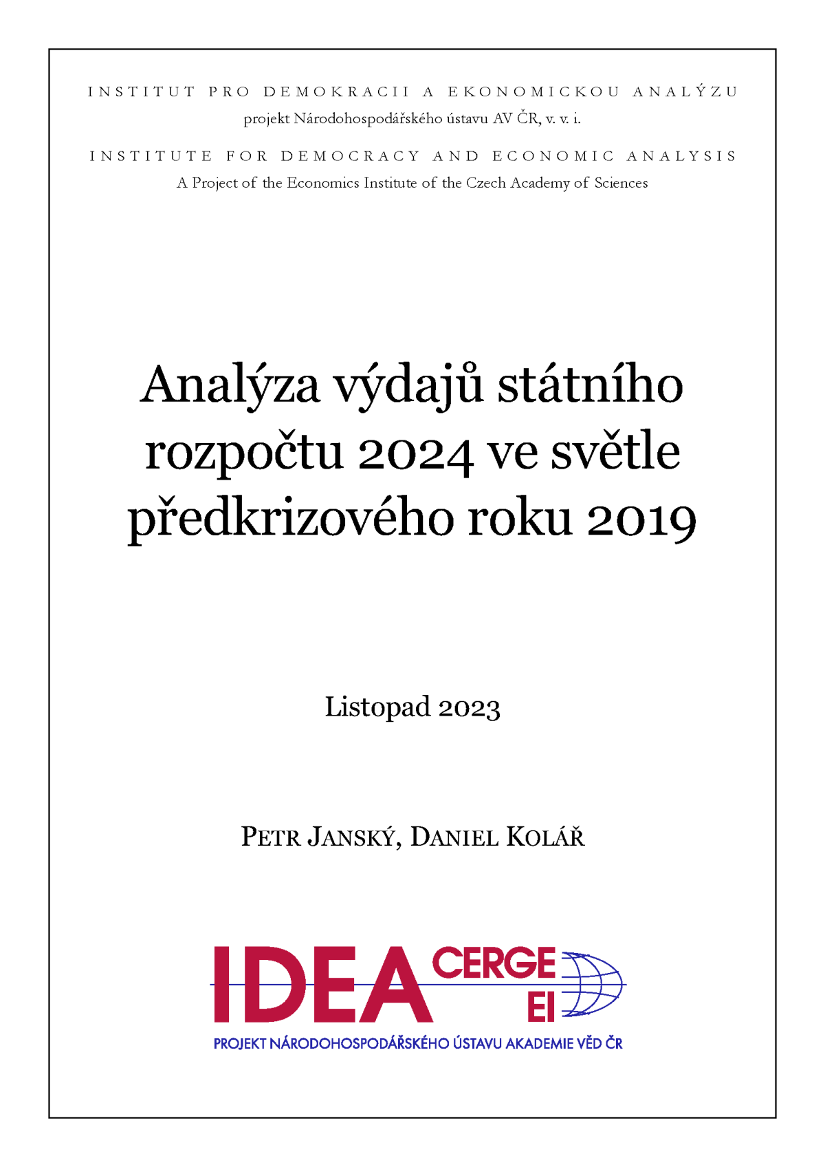Analýza výdajů státního rozpočtu 2024 ve světle předkrizového roku&nbsp;2019