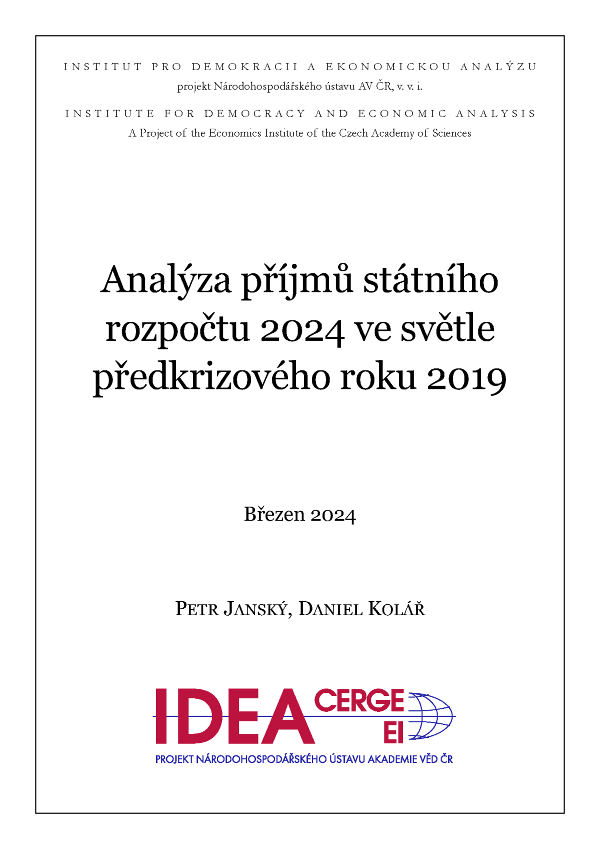 Analýza příjmů státního rozpočtu 2024 ve světle předkrizového roku&nbsp;2019